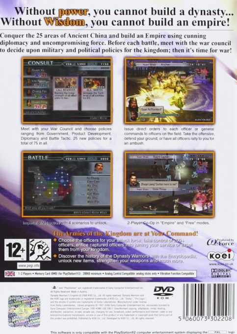 Dynasty Warriors 5 : Empires — Box back