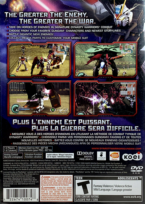 Dynasty Warriors : Gundam 2 — Box back