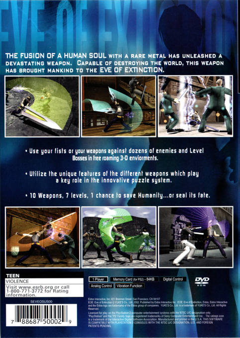 E.O.E : Eve of Extinction — Box back