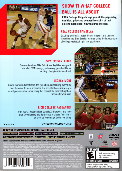 ESPN College Hoops — Box back