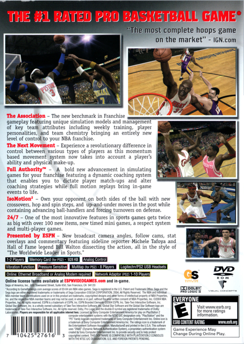 ESPN NBA 2K5 — Box back