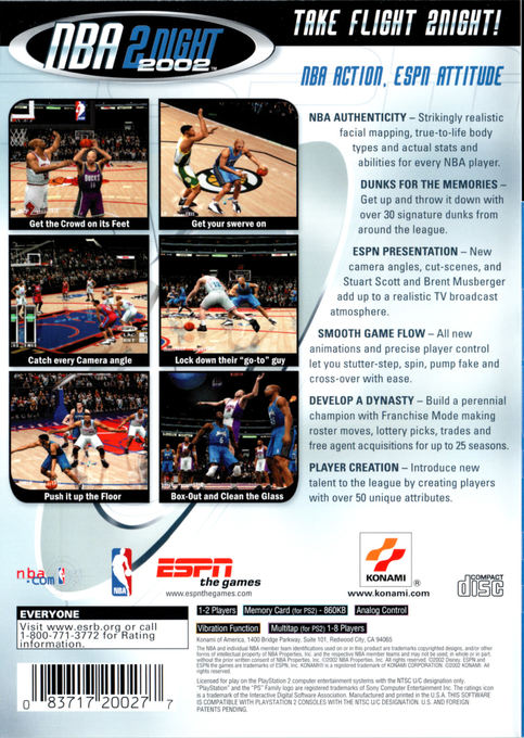 ESPN NBA 2Night 2002 — Box back