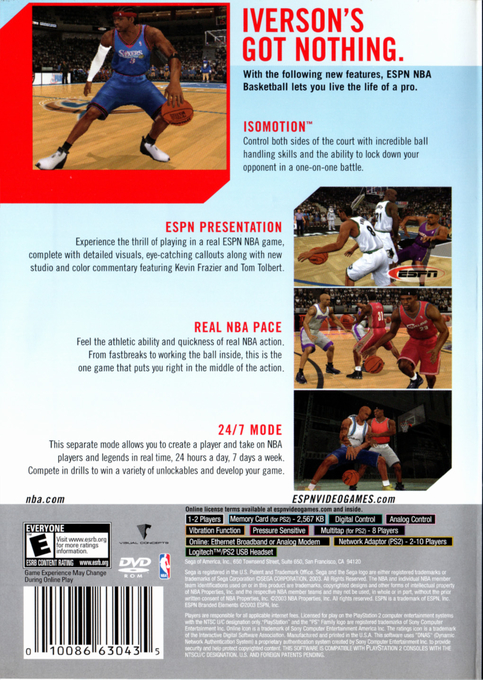 ESPN NBA Basketball — Box back