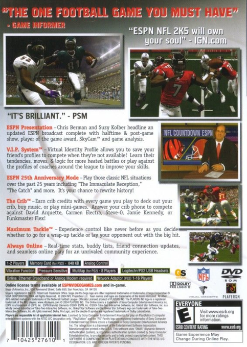 ESPN NFL 2K5 — Box back