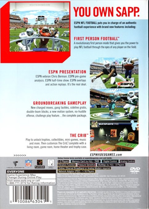 ESPN NFL Football 2K4 — Box back