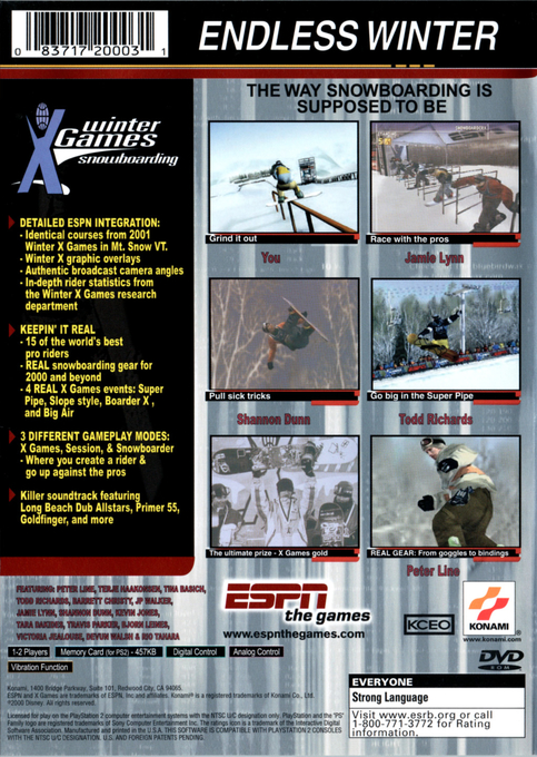 ESPN Winter X Games Snowboarding — Box back