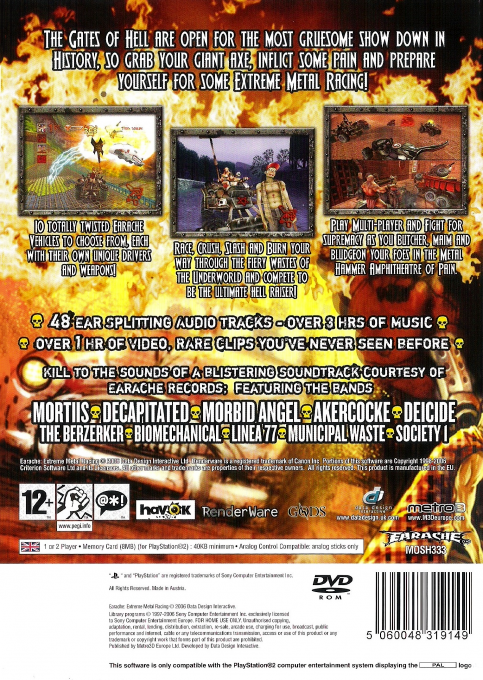 Earache : Extreme Metal Racing — Box back