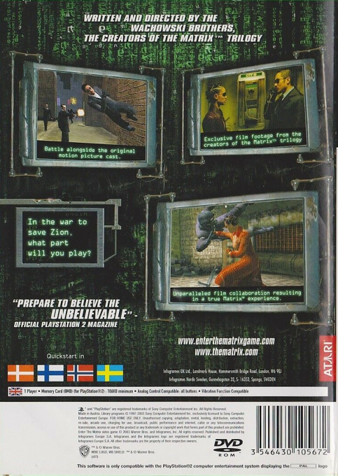 Enter the Matrix — Box back