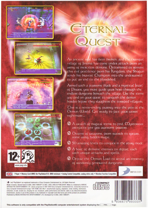 Eternal Quest — Box back