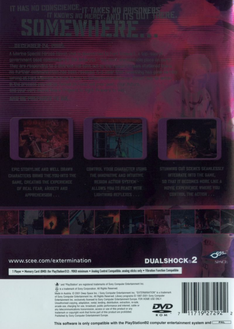 Extermination — Box back