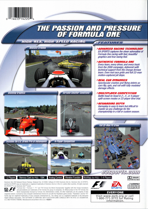 F1 Championship Season 2000 — Box back