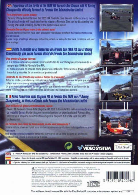 F1 Racing Championship — Box back