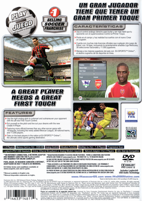 FIFA Football 2005 — Box back