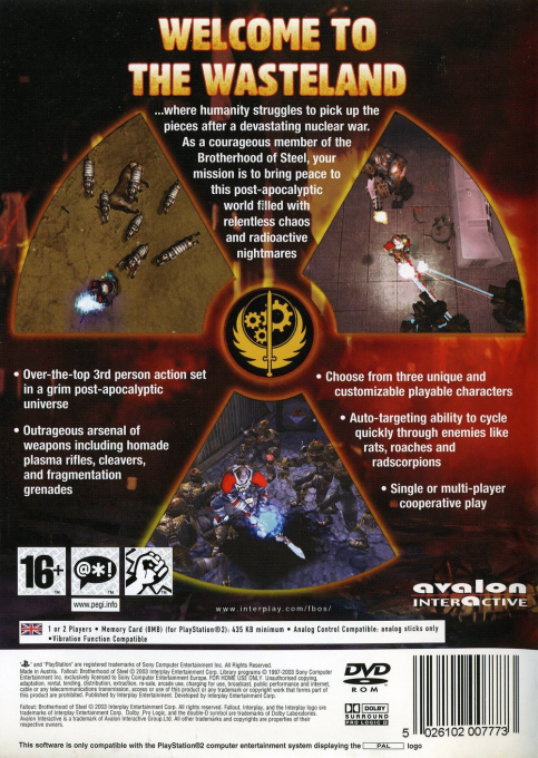 Fallout : Brotherhood of Steel — Box back