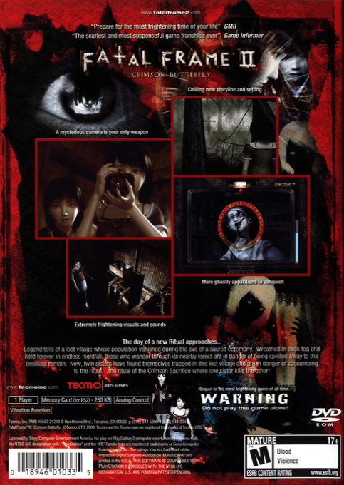Fatal Frame II : Crimson Butterfly — Box back