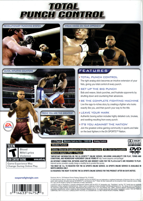 Fight Night 2004 — Box back