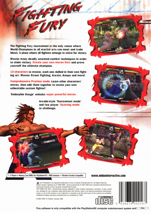 Fighting Fury — Box back