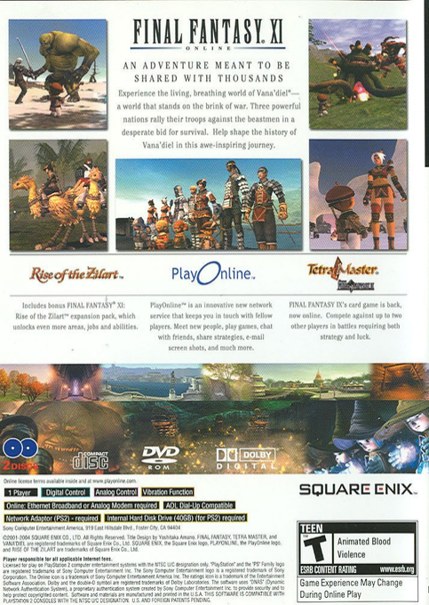 Final Fantasy XI : Online — Box back