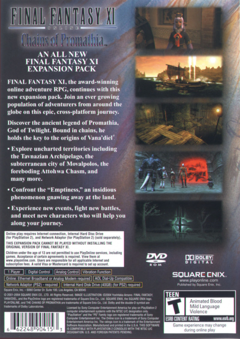 Final Fantasy XI : Online, Chains of Promathia — Box back