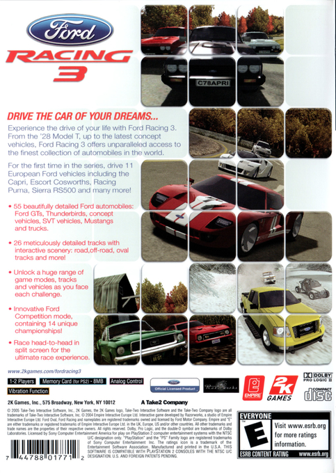 Ford Racing 3 — Box back