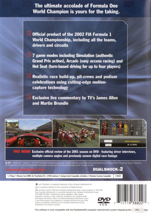 Formula One 2002 — Box back