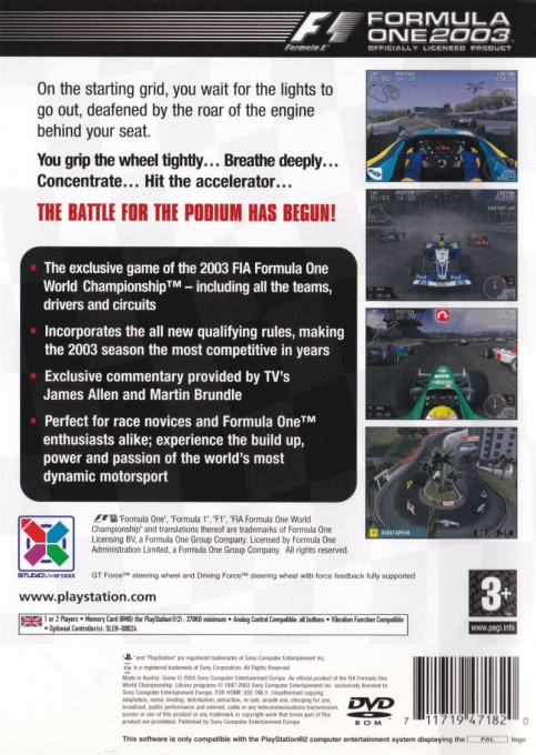 Formula One 2003 — Box back