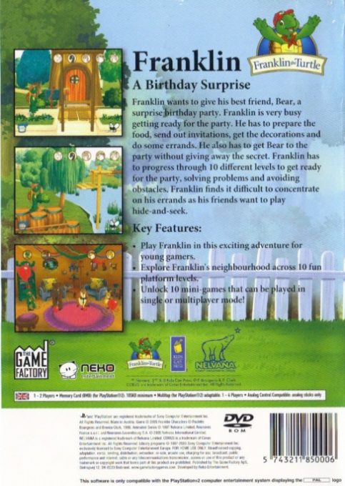 Franklin the Turtle : A Birthday Surprise — Box back