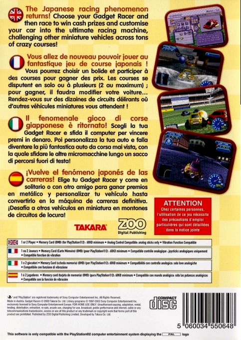 Gadget Racers — Box back