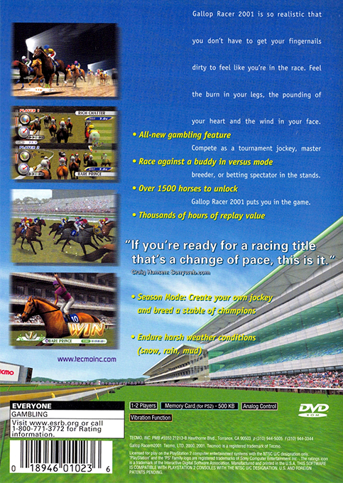 Gallop Racer 2001 — Box back