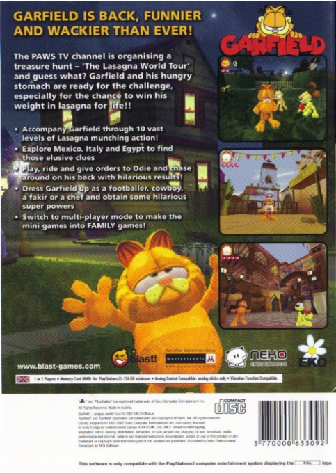 Garfield : Lasagna World Tour — Box back