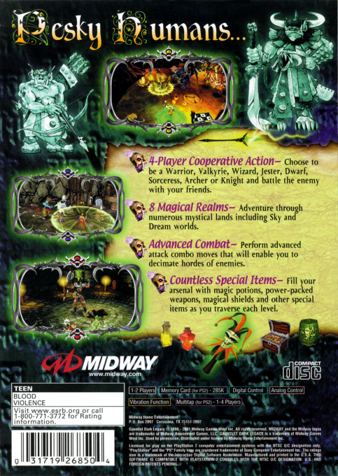 Gauntlet : Dark Legacy — Box back