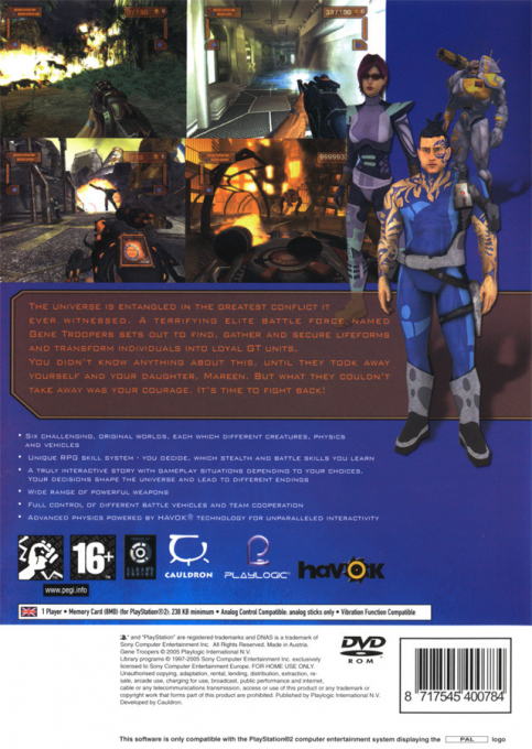 Gene Troopers — Box back