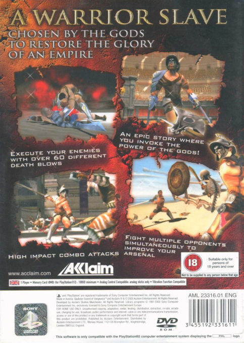 Gladiator : Sword of Vengeance — Box back