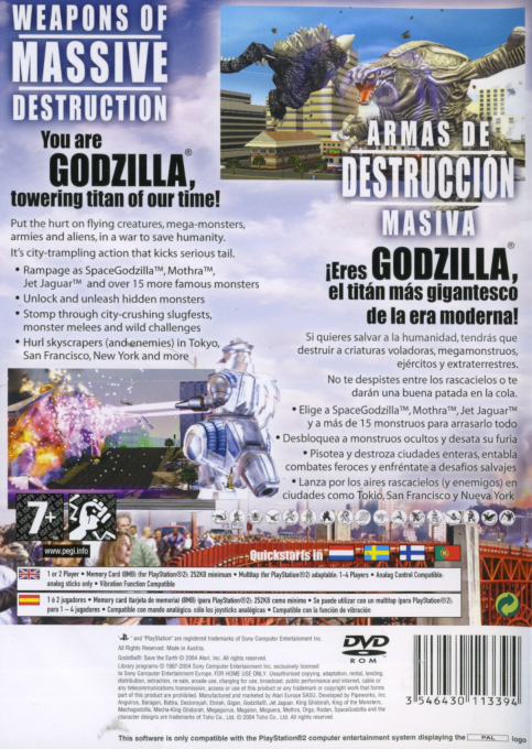 Godzilla : Save the Earth — Box back