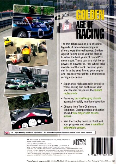 Golden Age of Racing — Box back
