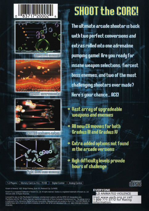 Gradius III and IV — Box back