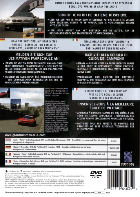Gran Turismo 4 : Prologue — Box back