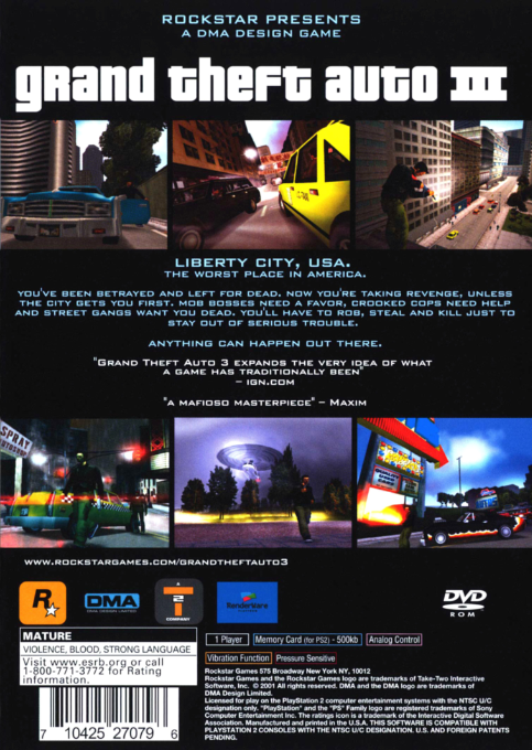 Grand Theft Auto III — Box back