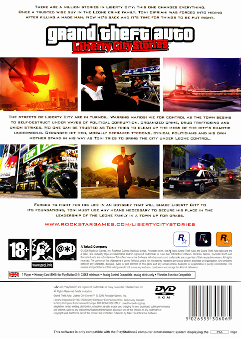 Grand Theft Auto : Liberty City Stories — Box back