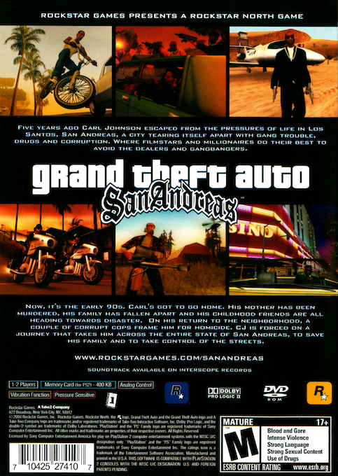 Grand Theft Auto : San Andreas — Box back