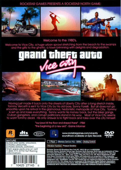 Grand Theft Auto : Vice City — Box back