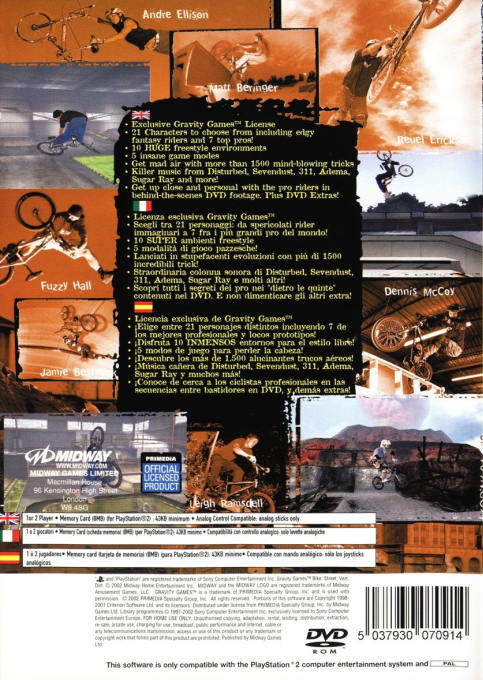 Gravity Games Bike : Street. Vert. Dirt. — Box back