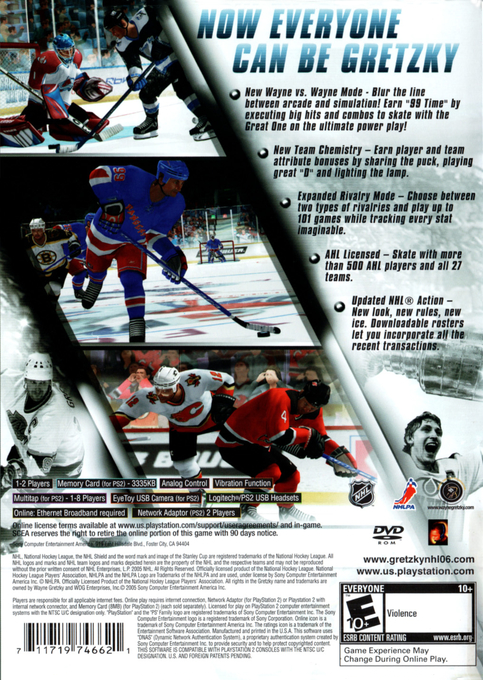 Gretzky NHL 06 — Box back