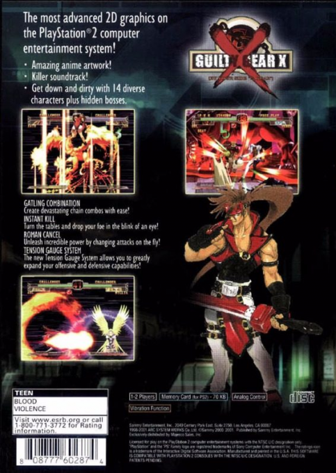 Guilty Gear X — Box back