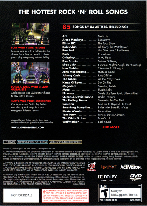 Guitar Hero 5 — Box back