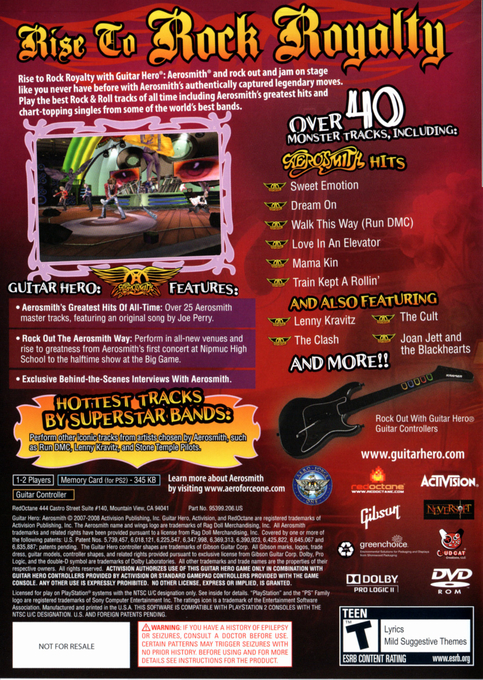 Guitar Hero : Aerosmith — Box back