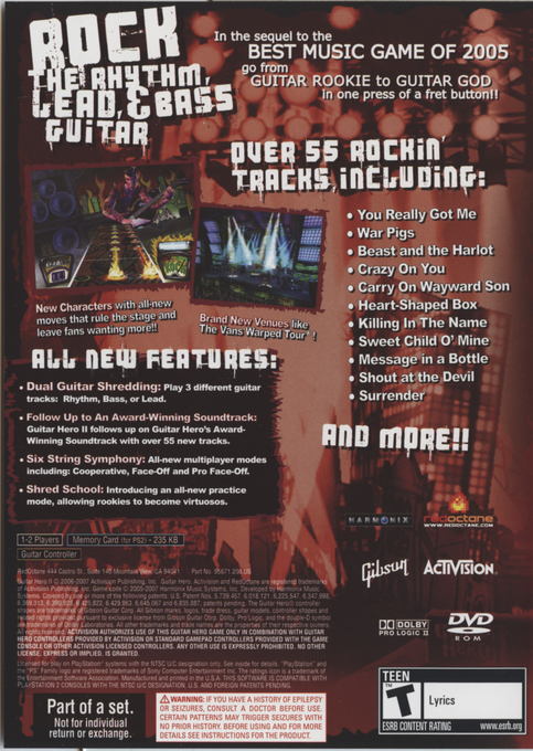 Guitar Hero II — Box back