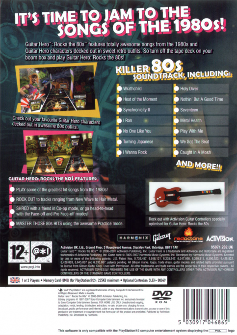Guitar Hero : Rocks the 80s — Box back