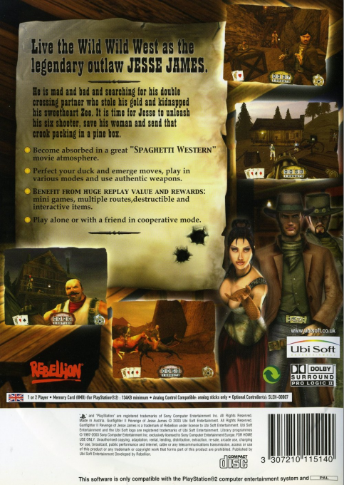 Gunfighter II : Revenge of Jesse James — Box back