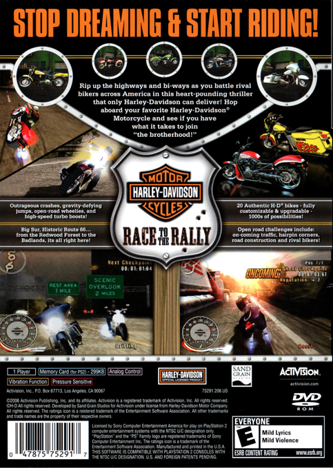 Harley-Davidson Motorcycles : Race to the Rally — Box back